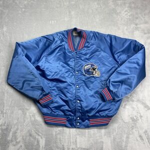 New York Giants Varsity Jacket Mens XL Blue Chalk Line NFL Football Sports Logo